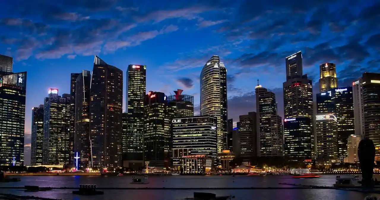 Singapore Financial District Skyline - Asia-Pacific financial hub at dusk representing global market opportunities